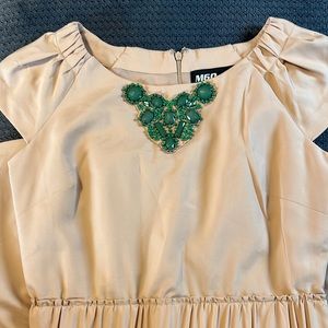 M60 Miss Sixty Dress Size 2 Khaki w/Jade tone beading